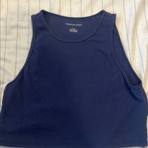 American Eagle Outfitters Blue Sleeveless Crop Tank Top